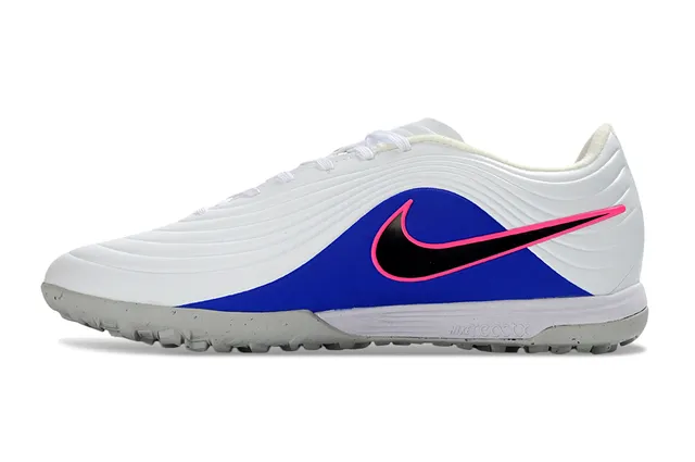Nike Branco Azul Low-Cut Sintético Superior Ribbed Forefoot Overlay Turf Sapatos de Futebol para Gramado 17