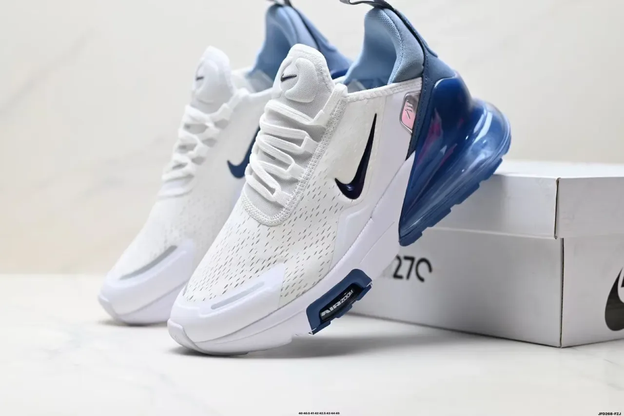 Nike White Blue Perforated Mesh Upper Visible Air Zoom Unit Lifestyle Sneakers 3