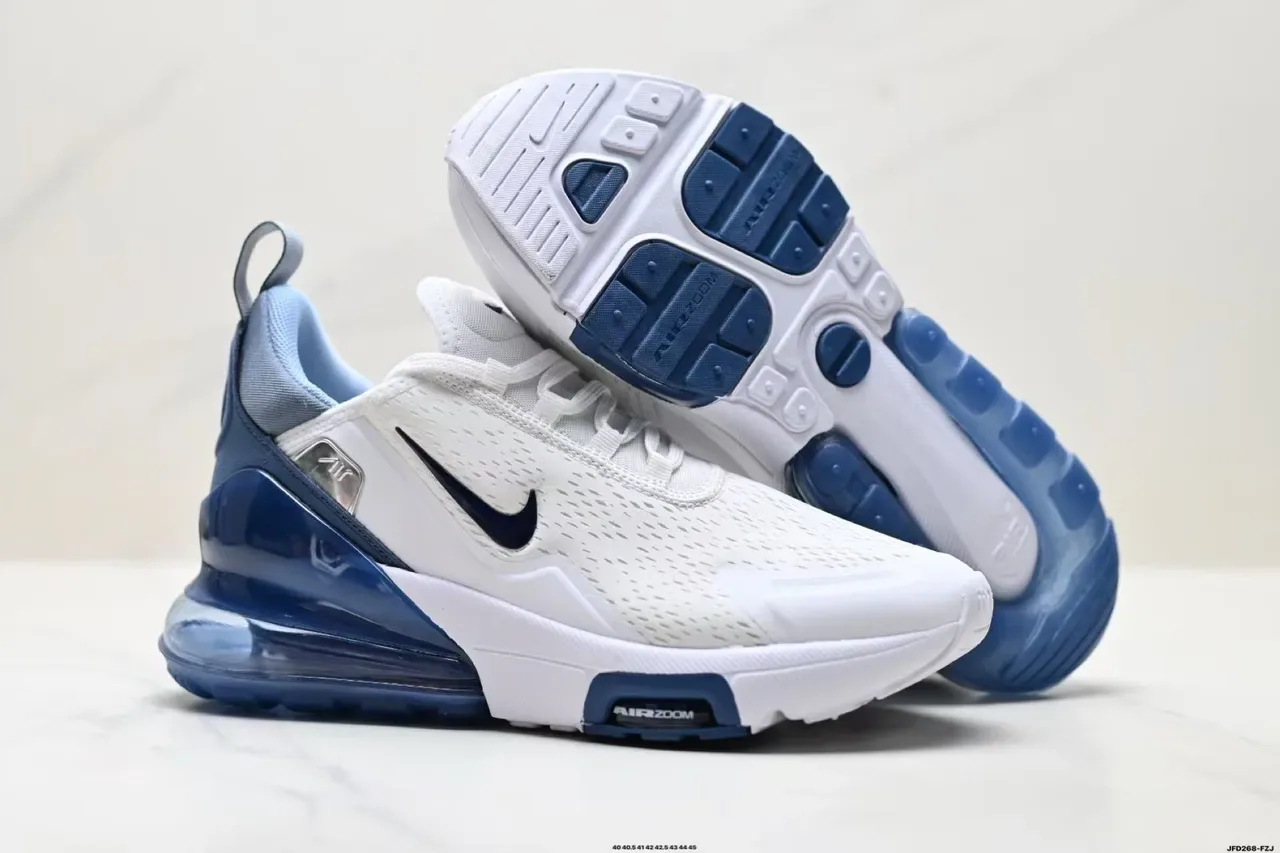 Nike White Blue Perforated Mesh Upper Visible Air Zoom Unit Lifestyle Sneakers 6