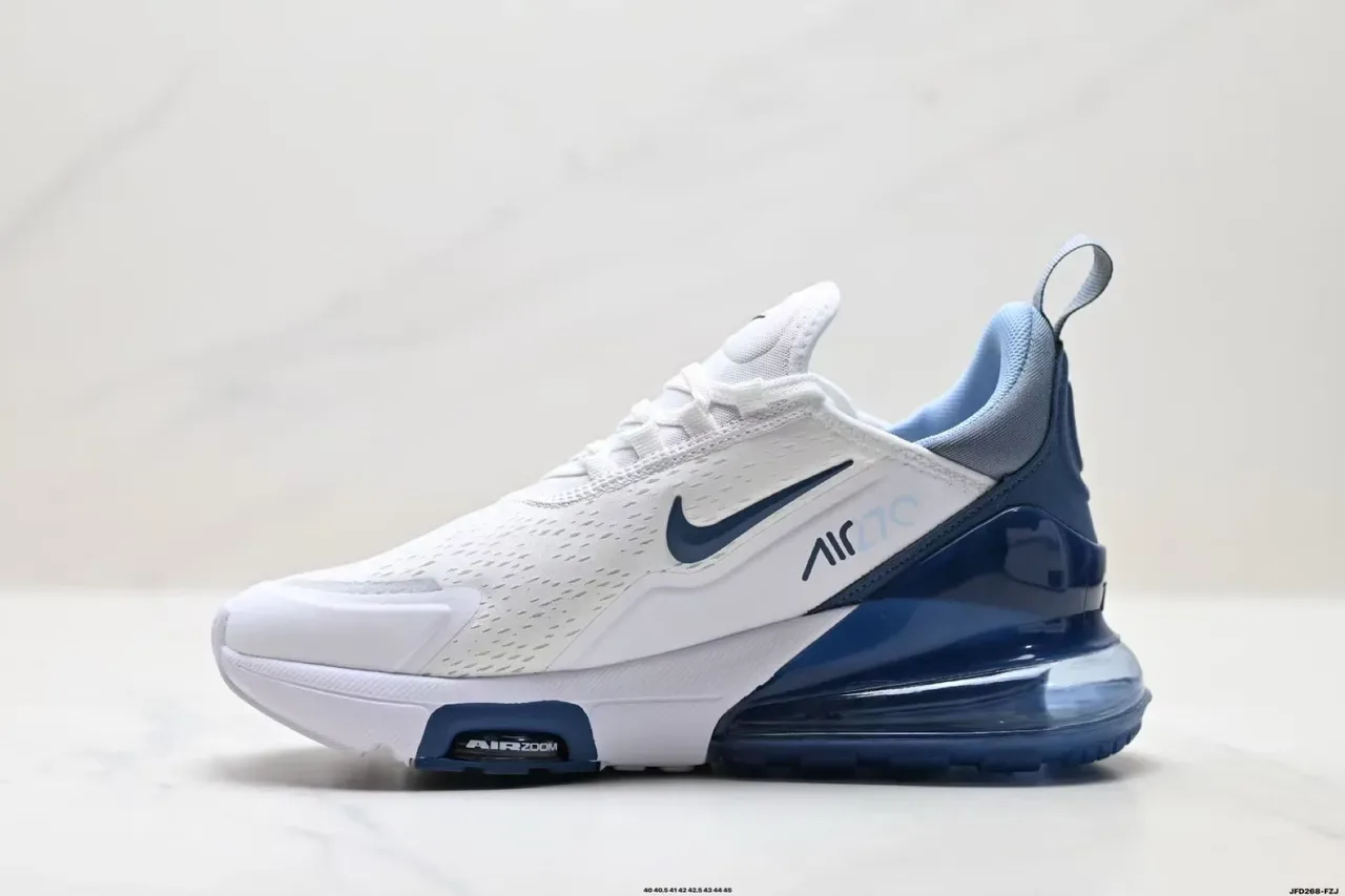 Nike White Blue Perforated Mesh Upper Visible Air Zoom Unit Lifestyle Sneakers 7