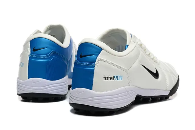 Nike White Blue Quilted Leather Upper Low-Cut Collar Artificial-Grass Soccer Shoes 3