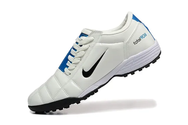 Nike White Blue Quilted Leather Upper Low-Cut Collar Artificial-Grass Soccer Shoes 5