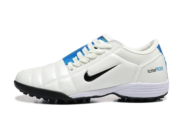 Nike White Blue Quilted Leather Upper Low-Cut Collar Artificial-Grass Soccer Shoes 10