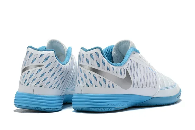 Nike White Blue Quilted Toe Cap Perforated Synthetic Cage Indoor Soccer Shoes 2