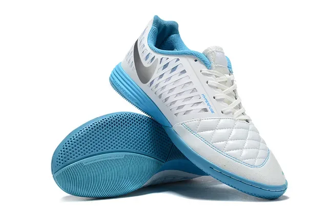 Nike White Blue Quilted Toe Cap Perforated Synthetic Cage Indoor Soccer Shoes 3