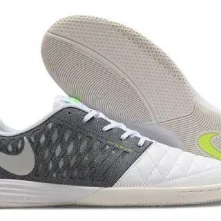 Nike White Green Quilted Toe Cap Perforated Synthetic Mesh Cage Indoor Soccer Shoes