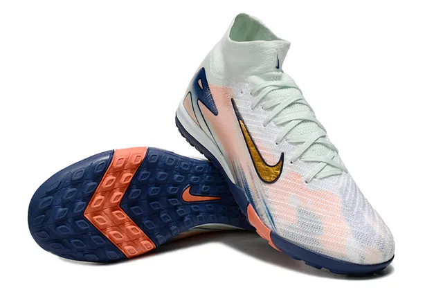 Nike Chaussures de football turf blanc marine haut en maille col haut 2