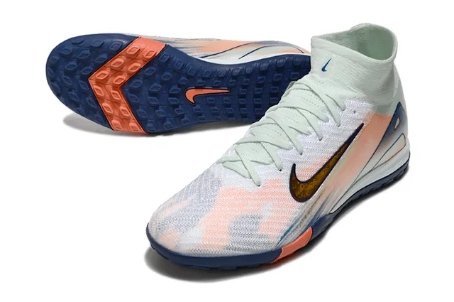 Nike Chaussures de football turf blanc marine haut en maille col haut 3