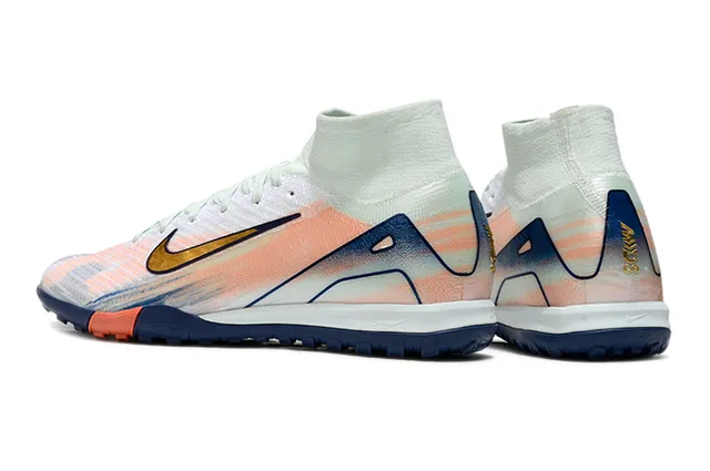 Nike Chaussures de football turf blanc marine haut en maille col haut 4