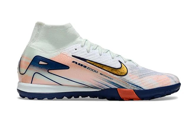 Nike Chaussures de football turf blanc marine haut en maille col haut 5