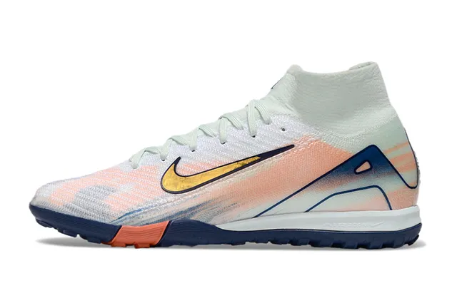 Nike Chaussures de football turf blanc marine haut en maille col haut 6