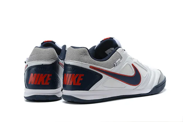 Nike Chaussures de football indoor cuir synthétique blanc navy low top 2
