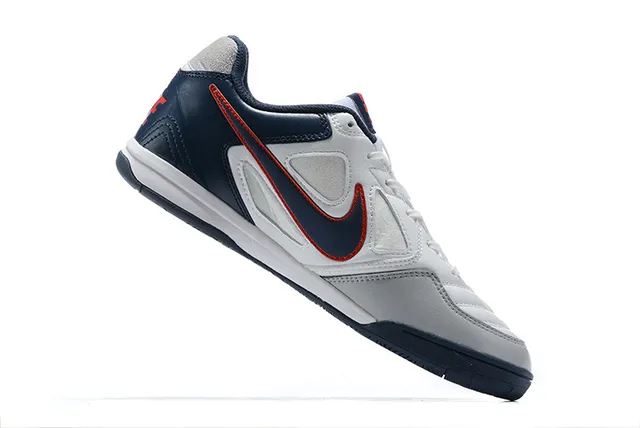 Nike Chaussures de football indoor cuir synthétique blanc navy low top 5