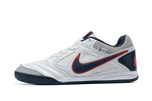 Nike Chaussures de football indoor cuir synthétique blanc navy low top 7
