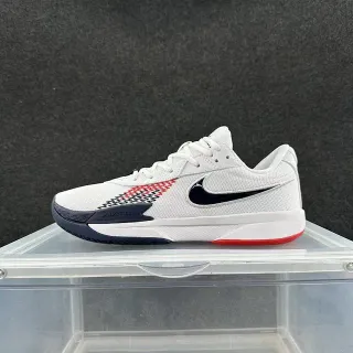 Nike White Navy Red Mesh Upper Lateral Swoosh Basketball Shoes