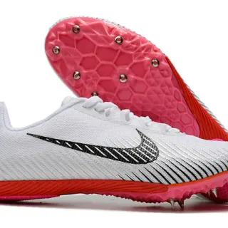 Nike Blanco y Rosa Low-Cut Racing Spike Upper de Malla Ingenieril Zapatos de Running