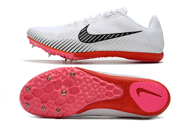 Nike White Pink Low-Cut Racing Spike Engineered Mesh Upper Running Shoes 22