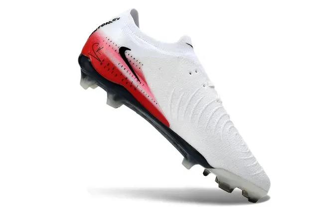 Nike Blanc Rouge Low-Cut Knit Bootie Geometric Swoosh Overlay Terrain Firme Chaussures de Football 2