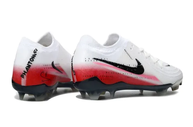 Nike Blanc Rouge Low-Cut Knit Bootie Geometric Swoosh Overlay Terrain Firme Chaussures de Football 5