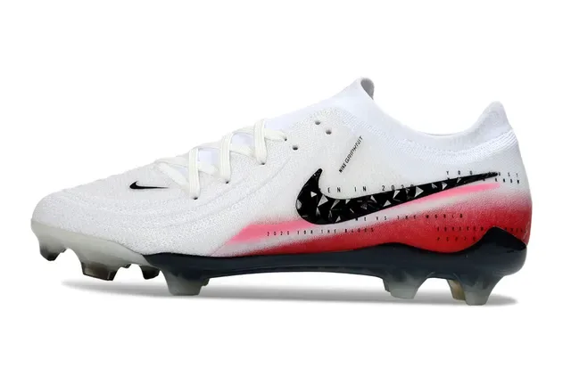 Nike Blanc Rouge Low-Cut Knit Bootie Geometric Swoosh Overlay Terrain Firme Chaussures de Football 7