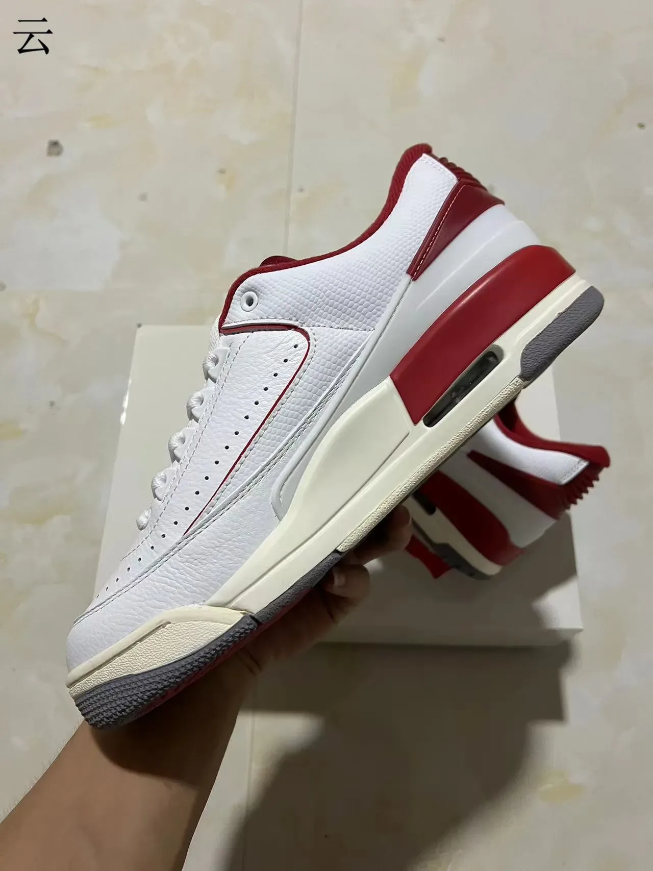 Nike White Red Low-Top Perforated Leather Upper Lifestyle Sneakers 5