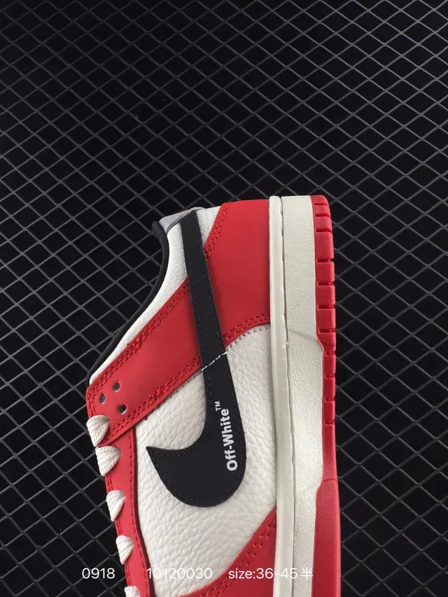 Nike x Off-White Dunk Low Red White Black Lifestyle Sneakers 3