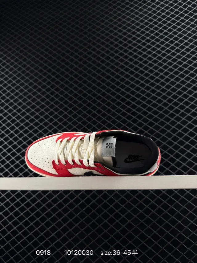Nike x Off-White Dunk Low Red White Black Lifestyle Sneakers 4