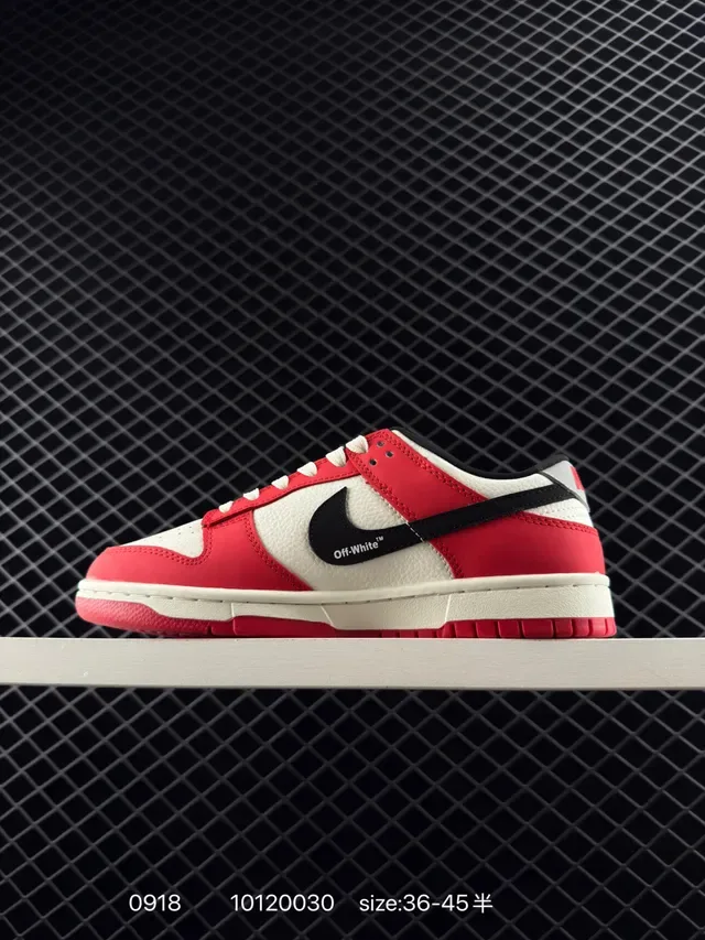 Nike x Off-White Dunk Low Red White Black Lifestyle Sneakers 5