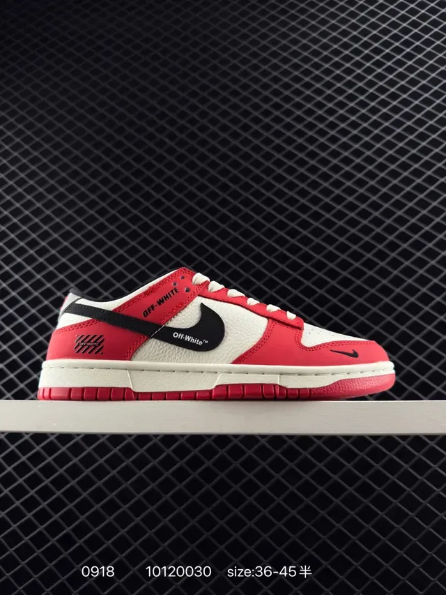 Nike x Off-White Dunk Low Red White Black Lifestyle Sneakers 6