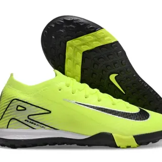 Nike Yellow Black Neon Knit Upper Swoosh Overlay Indoor Soccer Shoes
