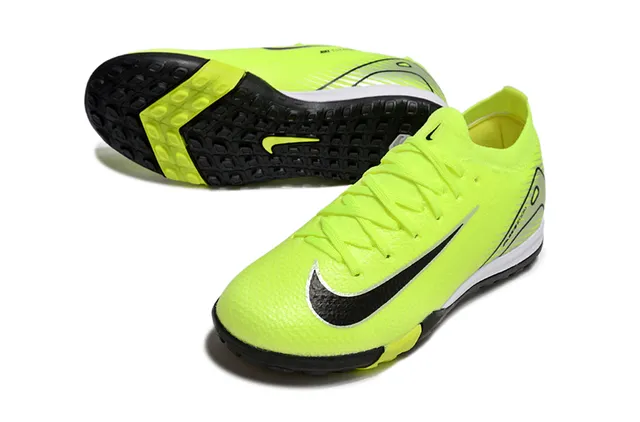 Nike Amarelo Preto Neon Knit Upper Swoosh Overlay Sapatos de Futebol Indoor 3