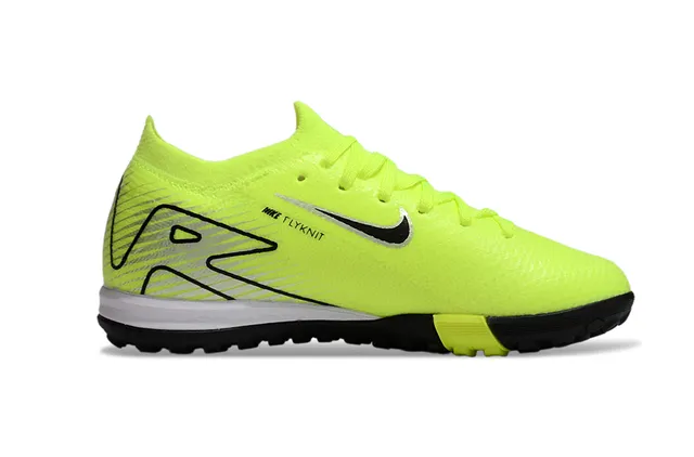 Nike Amarelo Preto Neon Knit Upper Swoosh Overlay Sapatos de Futebol Indoor 5