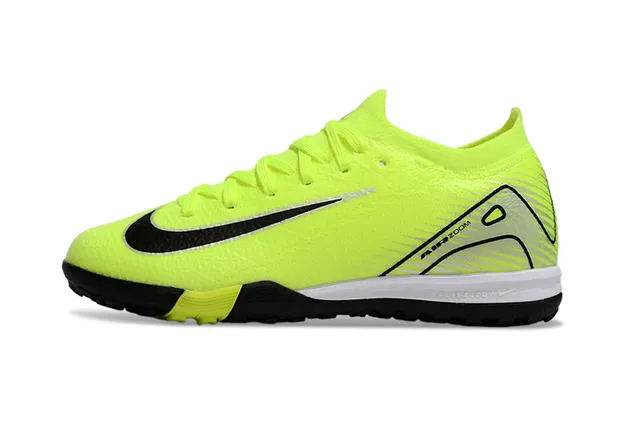Nike Amarelo Preto Neon Knit Upper Swoosh Overlay Sapatos de Futebol Indoor 6