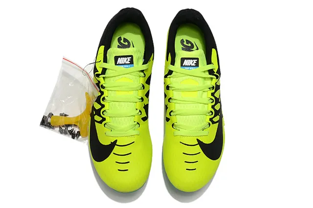 Nike Tênis de Corrida Amarelo Verde Baixo Corte Spike de Corrida Sola de Células de Mel 10