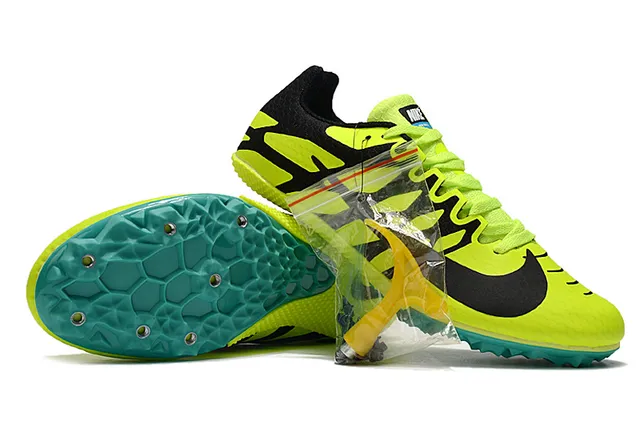 Nike Tênis de Corrida Amarelo Verde Baixo Corte Spike de Corrida Sola de Células de Mel 12