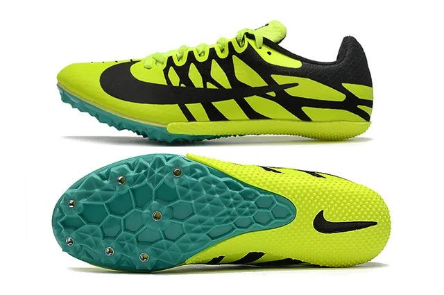 Nike Tênis de Corrida Amarelo Verde Baixo Corte Spike de Corrida Sola de Células de Mel 13