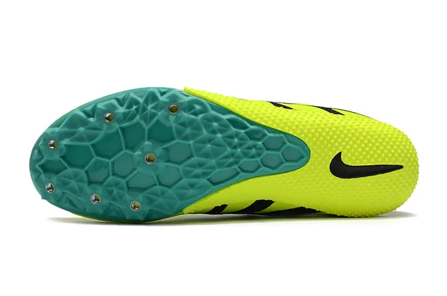Nike Tênis de Corrida Amarelo Verde Baixo Corte Spike de Corrida Sola de Células de Mel 14