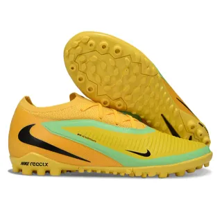 Nike হলুদ সবুজ লো-কাট সিন্থেটিক আপার রিবড ফরফুট কেজ আর্টিফিশিয়াল গ্রাস সকার শু