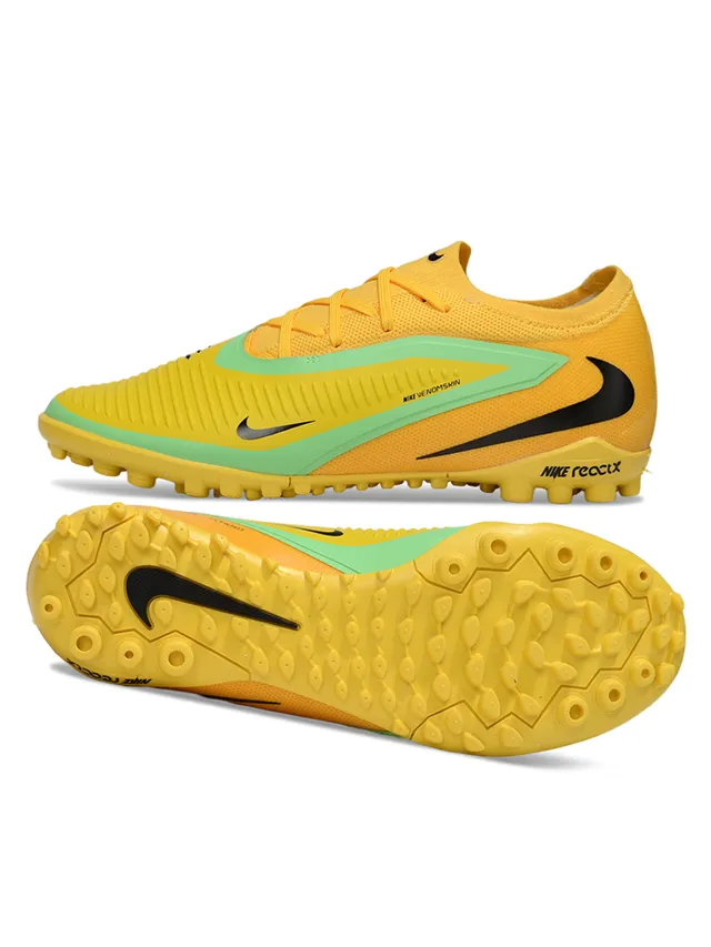 Nike chaussures de soccer herbe artificielle jaune vert coupe basse tige synthétique cage avant-pied côtelée 6