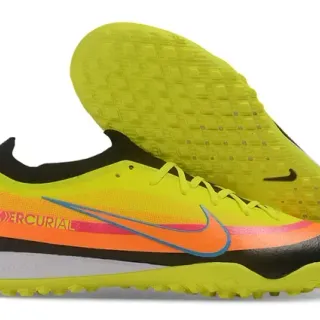 Nike Yellow Orange Low-Cut Synthetic Upper Gradient Color Band Turf Soccer Shoes