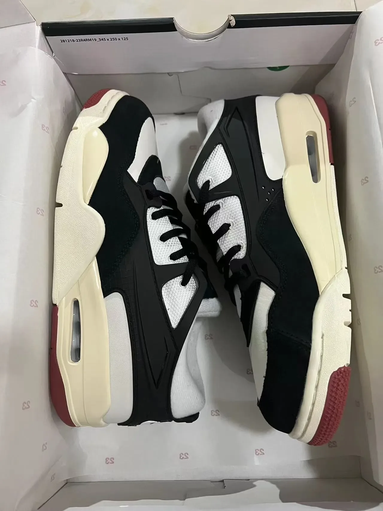 Nike Zoom 2K Preto Branco Creme Vermelho Tênis Chunky 9