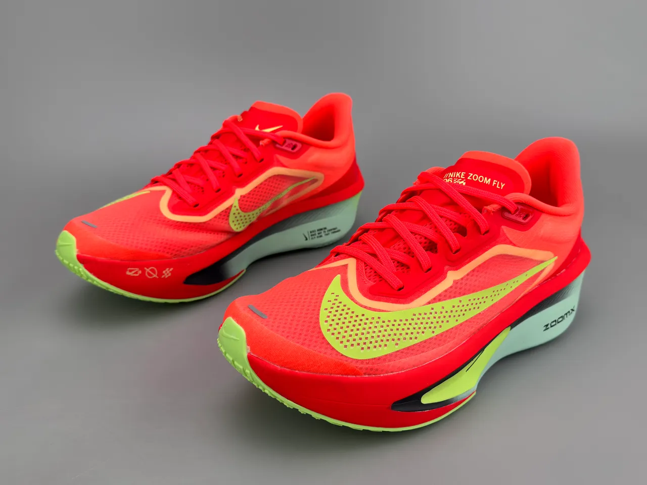 Nike Zoom Fly Red Yellow Racing Silhouette Engineered Mesh Upper Running Shoes 7