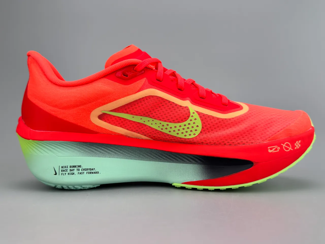 Nike Zoom Fly Red Yellow Racing Silhouette Engineered Mesh Upper Running Shoes 10