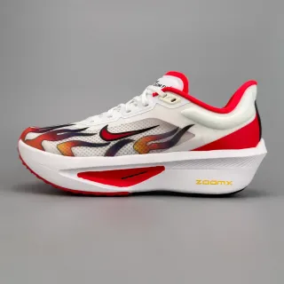 Nike Zoom Fly Chaussures de running blanches rouges avec impression de flamme, upper en maille, midsole complète ZoomX