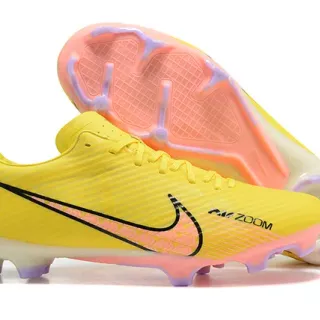 Nike Zoom Yellow Pink Vibrant Synthetic Upper Textured Ribbed Firm-Ground Soccer Shoes