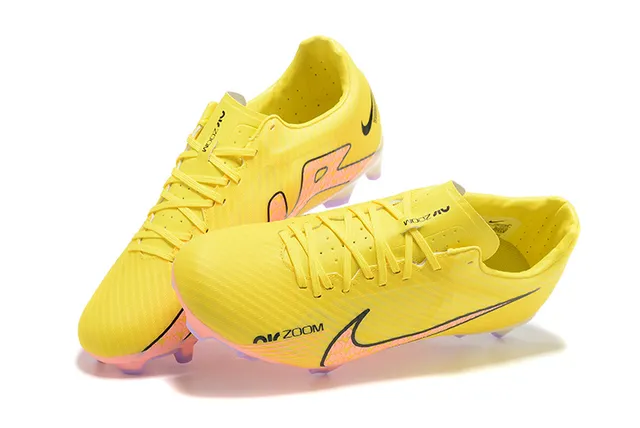 Nike Zoom Yellow Pink Vibrant Synthetic Upper Textured Ribbed Firm-Ground Soccer Shoes 2