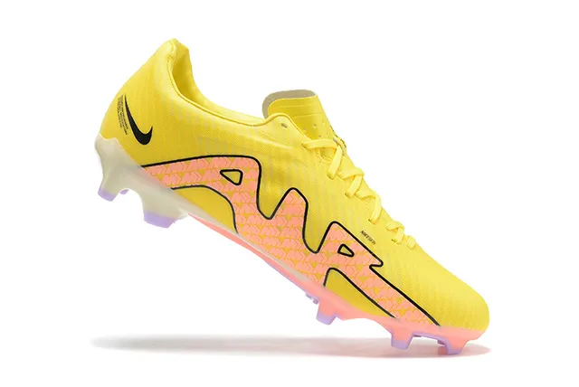 Nike Zoom Yellow Pink Vibrant Synthetic Upper Textured Ribbed Firm-Ground Soccer Shoes 3