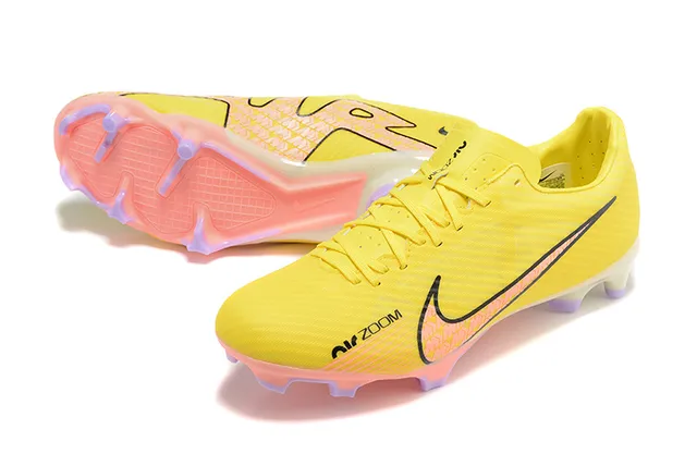 Nike Zoom Yellow Pink Vibrant Synthetic Upper Textured Ribbed Firm-Ground Soccer Shoes 7