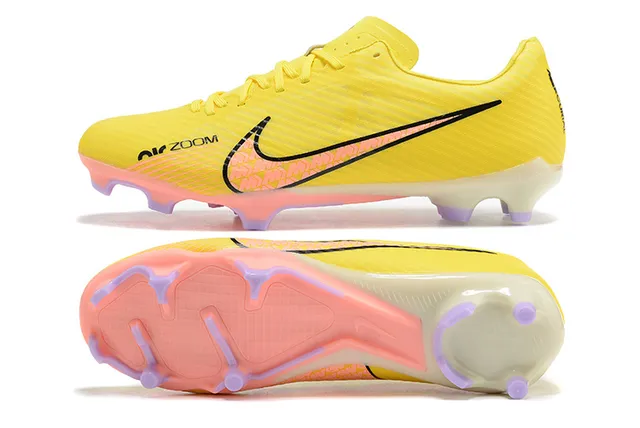 Nike Zoom Yellow Pink Vibrant Synthetic Upper Textured Ribbed Firm-Ground Soccer Shoes 9