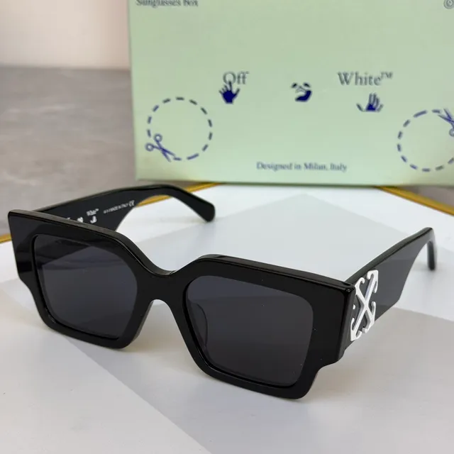 Off-White কোণাকার জ্যামিতিক কালো ফ্রেম হলুদ লেন্স সানগ্লাসেস 5